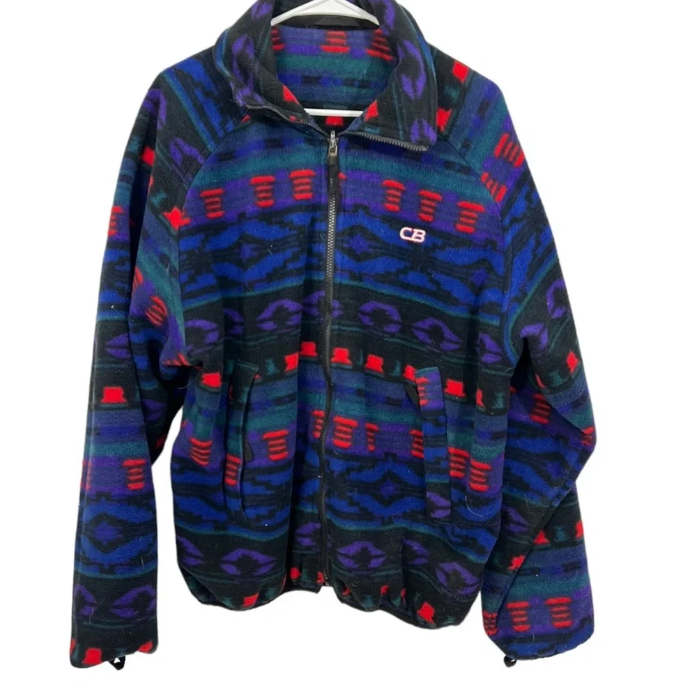 Cb Sports Aztec Fleece Full Zip Up Multi Color Southwest Lined - Picture 9 of 14